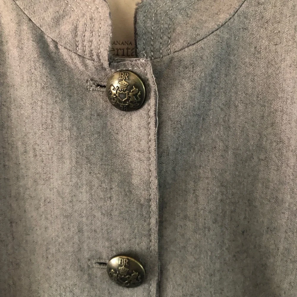 Banana Republic Peplum Military Blazer Gray Wool and Cotton Blend Women's Size 8 - Picture 6 of 16